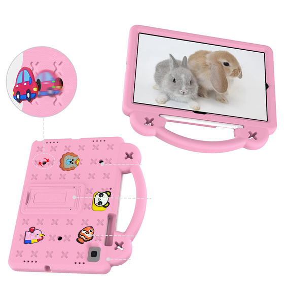 Dětské pouzdro pro Samsung Galaxy Tab S6 Lite 10.4 2020/2022 / Tab A7 2020 T500 / T505 / Tab S6 T860/T865, Cute Patterns, se stojánkem, růžové