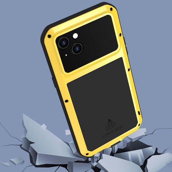 Pouzdro Love Mei pro iPhone 14, armored with glass, žluté