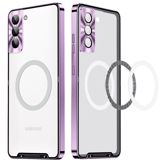 Ochranné pouzdro na fotoaparát pro Samsung Galaxy S21 FE 5G, CamShield MagSafe, transparentní / fialové