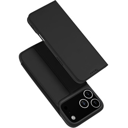 Pouzdro Dux Ducis pro iPhone 17 Pro Max, Skin Pro, s klopou, s přihrádkou na kartu, černé