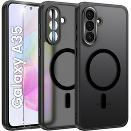 Pouzdro pro Samsung Galaxy A35 4G/5G, pro MagSafe, ERBORD Matt Case, černý + sklo na displej