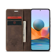Pouzdro CASEME pro Xiaomi Redmi Note 10 Pro, Leather Wallet Case, káva