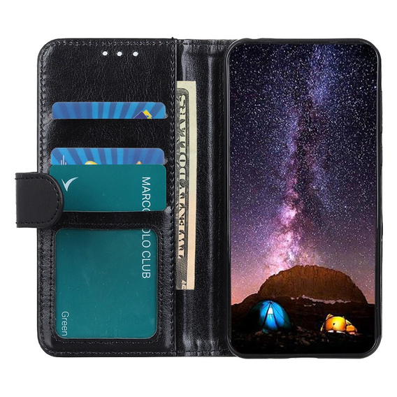 Pouzdro s klopou Crazy Horse Wallet pro Google Pixel 10a, černé