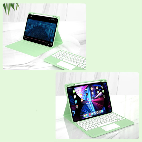 Pouzdro + klávesnice iPad Air 10.9 4 2020 / 5 2022, Touchpad, zelené