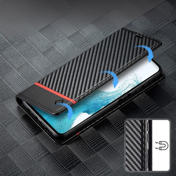 Flipové pouzdro pro Samsung Galaxy S25, Carbon LC.IMEEKE, černé
