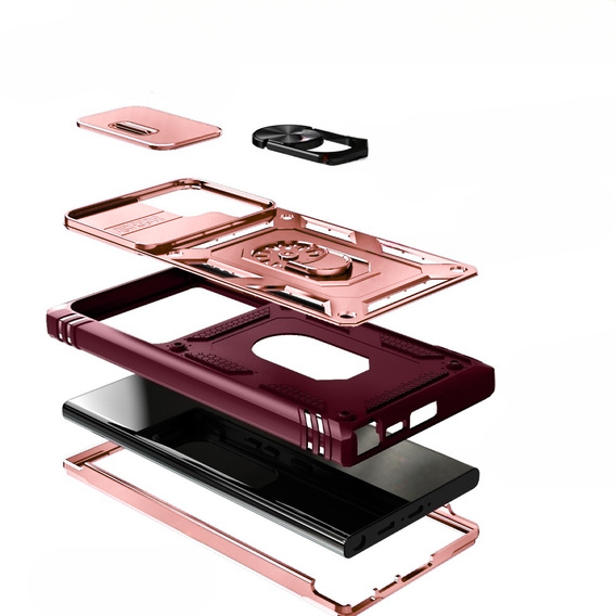 Pouzdro pro Samsung Galaxy S23 Ultra, CamShield Slide, růžové/ červené