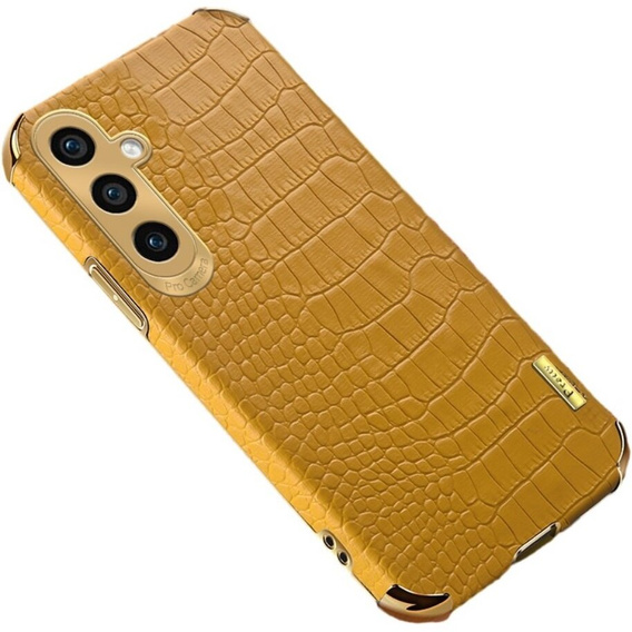 Kožené pouzdro pro Samsung Galaxy A35 5G, Crocodile, žluté