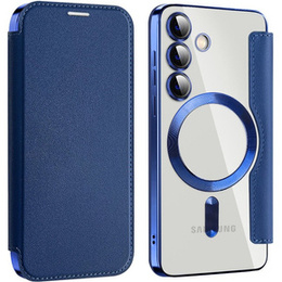 Klopové pouzdro pro Samsung Galaxy S24, RFID Wallet MagSafe CamShield, námořnicky modré