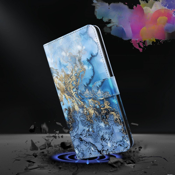 Klopové pouzdro pro Samsung Galaxy A14 4G/5G, Wallet Marble, modré
