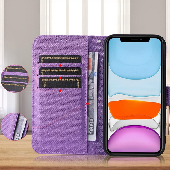Klopové pouzdro pro Oppo Reno 12 Pro, Wallet Smart Magnet, fialové