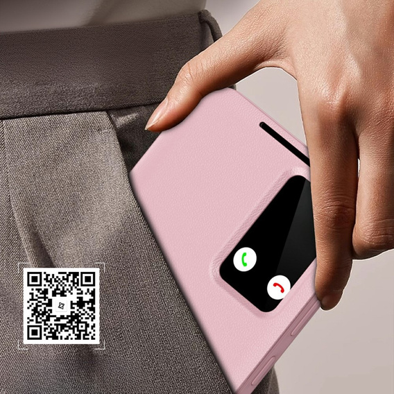 Flipové pouzdro pro Samsung Galaxy S25 Edge, Smart View Wallet, růžové
