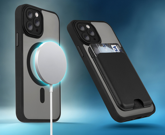 Pouzdro pro iPhone 16 Pro Max, pro MagSafe, ERBORD Matt Case, černý + sklo na displej
