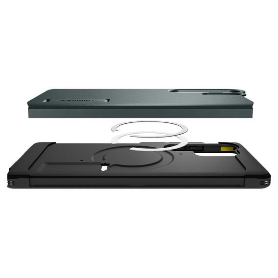 Pouzdro Spigen pro Samsung Galaxy S25 Ultra, Tough Armor Mag MagSafe, zelené + 9H tvrzené sklo