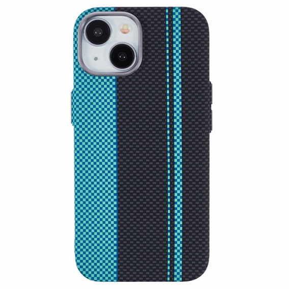 Pouzdro pro iPhone 15, Carbon Fiber MagSafe, černá / modrá