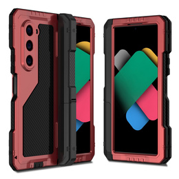 Pancéřové pouzdro pro Samsung Galaxy Z Fold6 5G, hliníkové, se stojánkem a prostorem pro stylus, červené