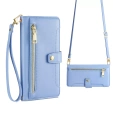 Klopové pouzdro pro iPhone 16E, Wallet Zipper Pocket, modré