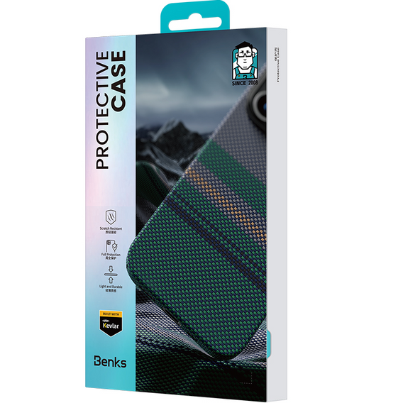 Pouzdro BENKS Kevlar Magnetic Armor Air Aurora 600D SA65 pro MagSafe pro iPhone 16 Pro