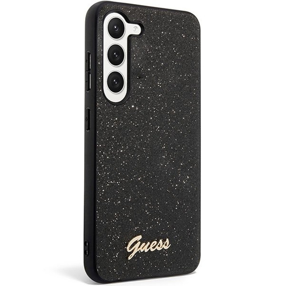 Pouzdro GUESS pro Galaxy S23, Glitter Script Hardcase, černé