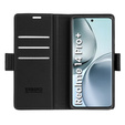 Pouzdro pro Realme 14 Pro+ 5G, ERBORD Glossy Litchi, flipová peněženka, černé