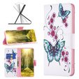 Klopové pouzdro pro Xiaomi Redmi Note 13 5G, Wallet, Butterflies & Flowers bílé