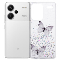 Pouzdro pro Xiaomi Redmi Note 13 Pro+, Glitter Butterfly, bílé