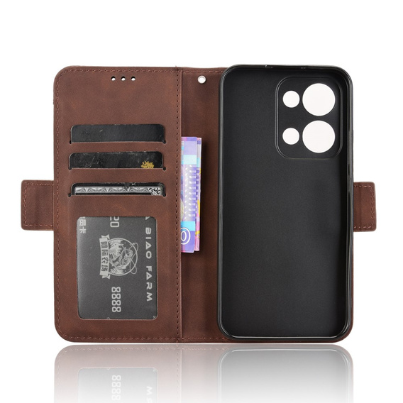 Klopové pouzdro pro Oppo Reno 13, Card Slot, hnědé
