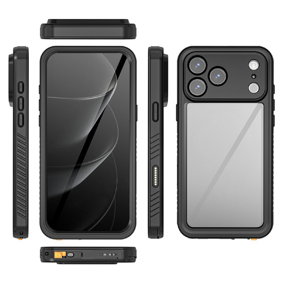 Pouzdro pro iPhone 17 Pro Max, vodotěsné IP68 Redpepper, černé