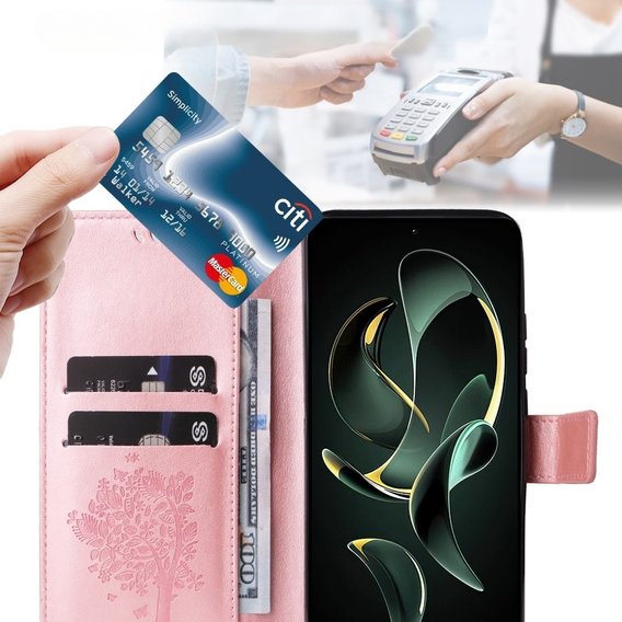 Klopové pouzdro pro Xiaomi 13T / 13T Pro, strom, růžové rose gold