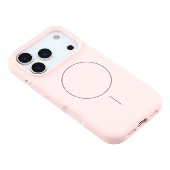 Silikonové pouzdro pro iPhone 17 Pro, pro MagSafe, proti nárazu, růžové