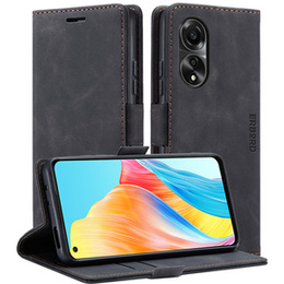 Pouzdro pro Oppo A78 4G, ERBORD Vintage peněženka s klopou, černé