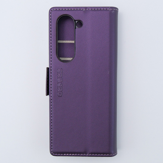Pouzdro pro Samsung Galaxy Z Fold 5 5G, ERBORD Glossy Litchi, flipová peněženka, fialové