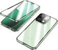 Pouzdro pro Oppo Reno 14, magnetické dvojité sklo, průhledné se zelenými stranami