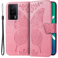 Klopové pouzdro pro Xiaomi Poco F5 Pro, Butterfly, růžové