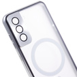 Magnetické pouzdro Dual Glass MagSafe pro Samsung Galaxy S22 Plus, stříbrné