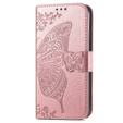 Klopové pouzdro pro Samsung Galaxy M23 5G / M13, Butterfly, růžové rose gold