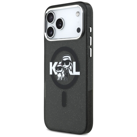 Pouzdro Karl Lagerfeld IML Glitter Karl & Choupette Sketch Logo MagSafe pro iPhone 17 Pro Max