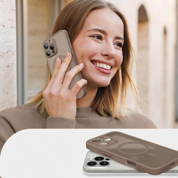 Pouzdro pro iPhone 16 Pro, pro MagSafe, ERBORD Matt Case, desert titanium + sklo na displej
