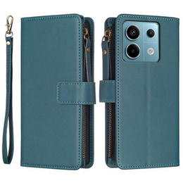 Klopové pouzdro pro Xiaomi Redmi Note 13 Pro 4G / Xiaomi Redmi Note 14S / Xiaomi Poco M6 Pro 4G, Wallet Zipper Pocket, zelené
