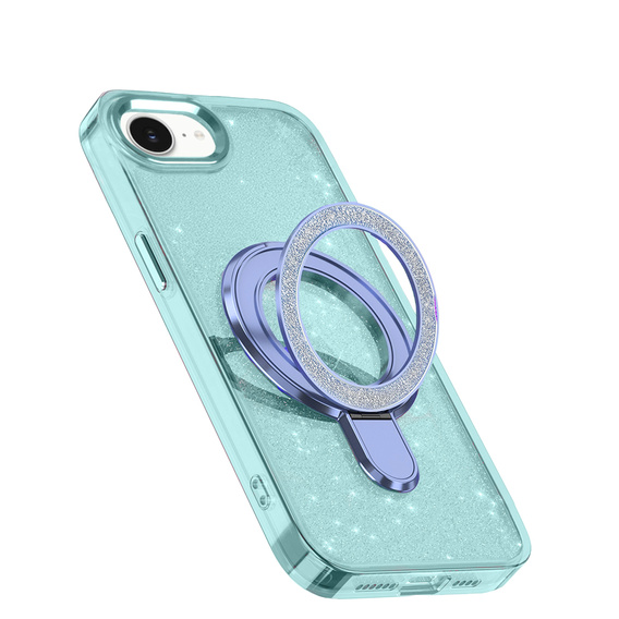 Pouzdro iPhone 16e, Glittery Magnetic Kickstand, modré