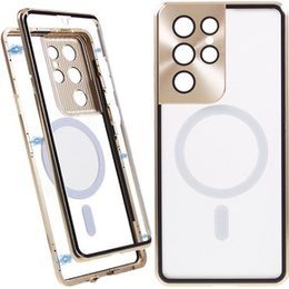Magnetické pouzdro Dual Glass MagSafe pro Samsung Galaxy S21 Ultra, zlaté