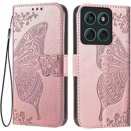 Klopové pouzdro pro Motorola Moto G86 5G, Butterfly, růžové rose gold