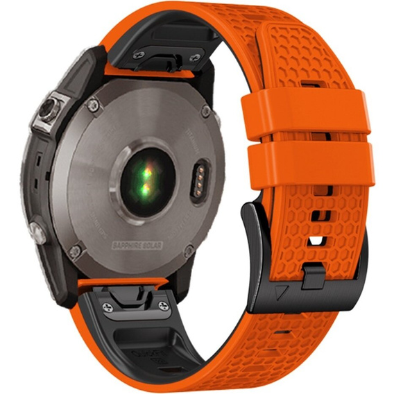 Silikonový řemínek pro Garmin Fenix 7 / Forerunner 965 / 955 / 945 / 935, oranžový / černý