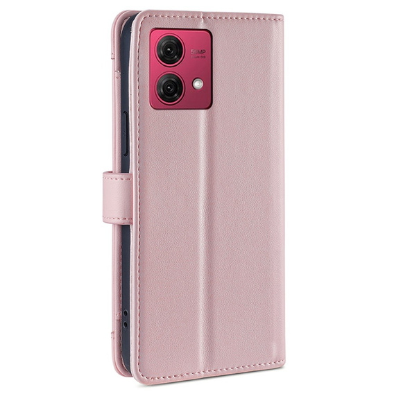 Klopové pouzdro pro Motorola Moto G84 5G, Wallet Zipper Pocket, růžové
