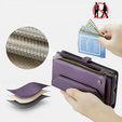 Pouzdro CASEME pro Samsung Galaxy S24 FE, RFID Leather Wallet, s popruhem přes rameno, fialové