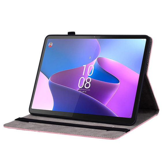 Pouzdro s klopou pro Lenovo Tab P12, flower, světle růžové