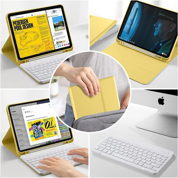 Pouzdro s podsvícenou bluetooth klávesnicí pro iPad 10.9 2022 (10 gen.), žluté