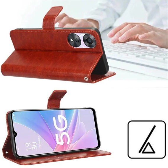 Klopové pouzdro pro Motorola Moto G85, Crazy Horse Wallet, hnědé