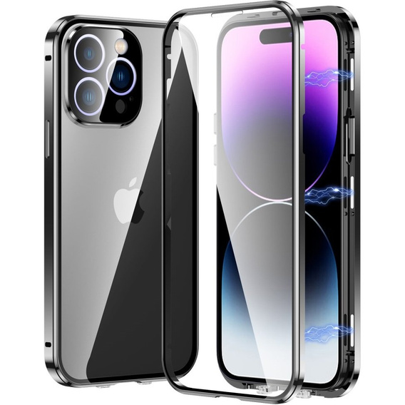 Pouzdro pro iPhone 15 Pro, Magnetic Dual Glass, černé