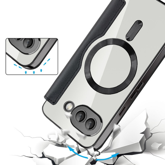 Klopové pouzdro pro Google Pixel 9A, RFID Wallet MagSafe CamShield, černé