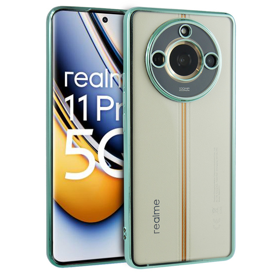 Pouzdro pro Realme 11 Pro 5G / Pro+ 5G, Electroplating Frame, transparentní / zelené